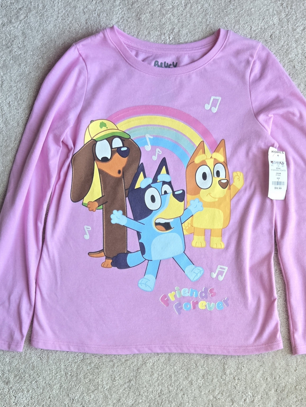 Hybrid Apparel Pink Bluey & Friends Long Sleeve Tee